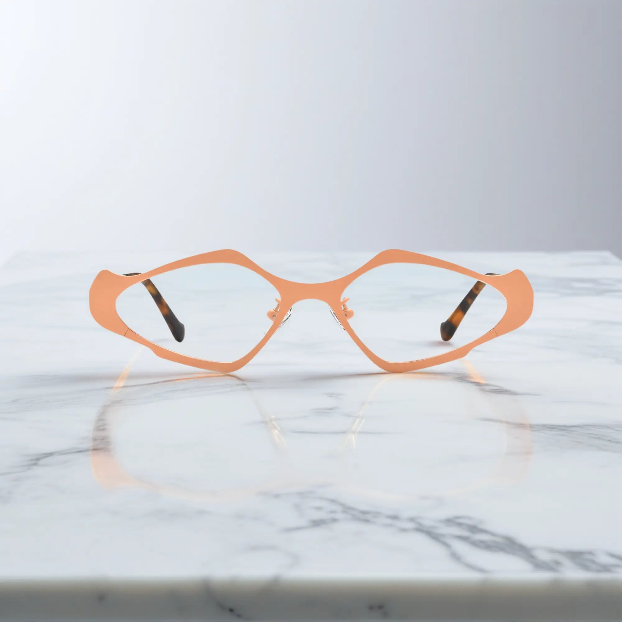 VoyueLens™ VL185811 eyeglasses in Coral Jade – front view of polygon titanium frame